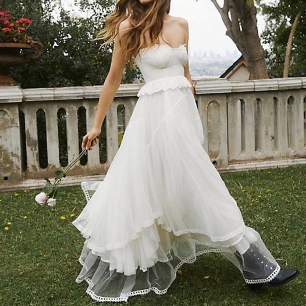 Spell & the Gypsy Free People Zoe White Tulle Wedding Bridal Ball Gown XL BNWT